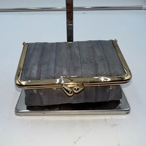 Vintage Eel Skin Makeup Case with Mirror and Kisslock